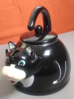 Vintage MM Kamenstein Novelteas TeaCatty Cat Head Whistling Tea Kettle Teapot